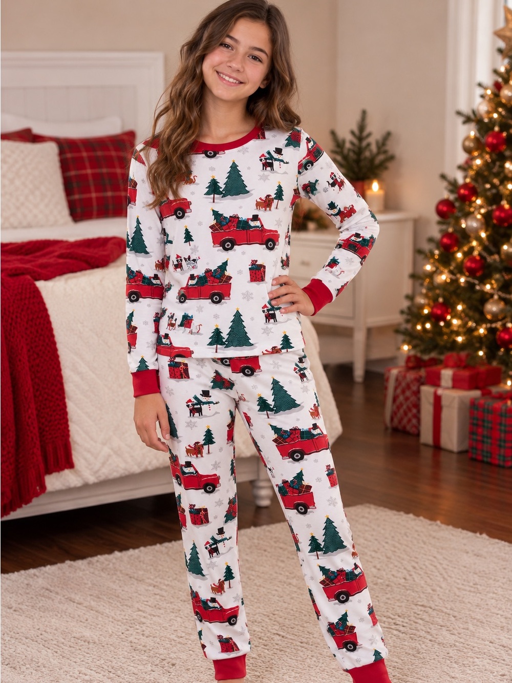 PJ Place Christmas Pyjama Set – Size 14 – Festive Red Truck Holiday Print (NWT)
